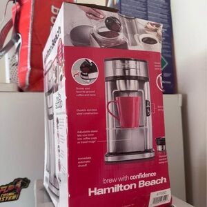 Hamilton Beach Stainless Steel Coffee Maker with Red Accents